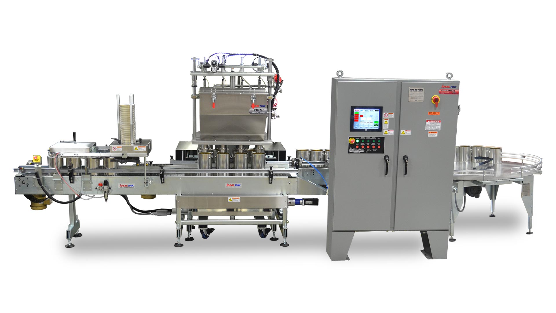 4 Head Automatic Net Weight Filling Machine with Lateral Container Transfer
