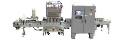 4 Head Automatic Net Weight Filling Machine with Lateral Container Transfer