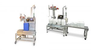 Precision Inside Fill and Bottom Fill Semi-Automatic Net Weight Liquid Fillers with Hand Capping Torque Wrenches