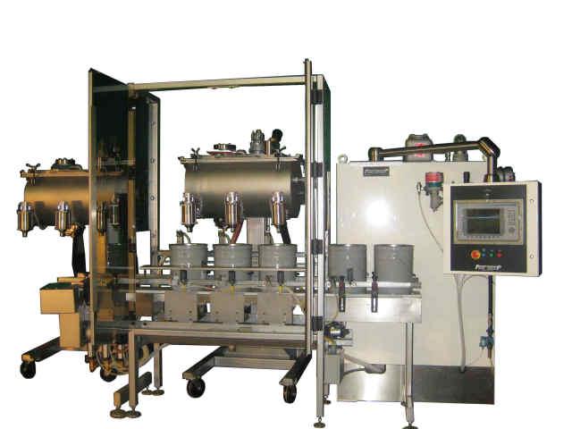 3 - Head In-Line Automatic Net Weight Filling & Closing Machine for 1/2 Pint to Gallon Containers with POP Fill Cart