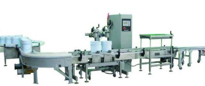 2 Head Inline pail filler with Manifold Cart