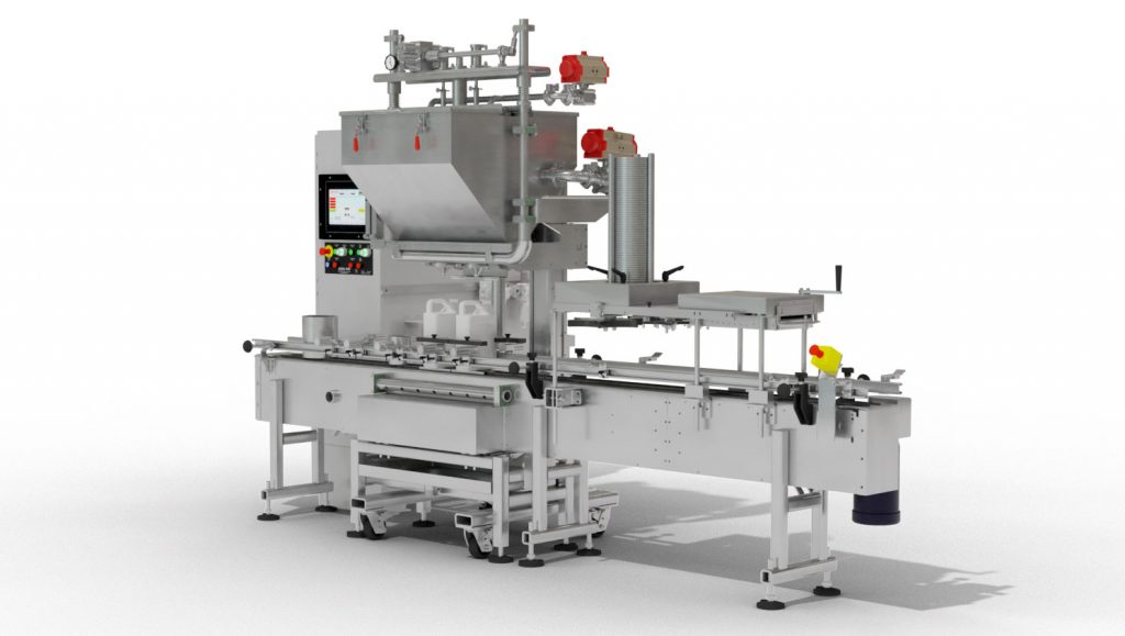 2 - Head In -line Automatic Net Weight Filling & Closing Machine for 1/2 Pint to Gallon Containers with DFS Fill Cart