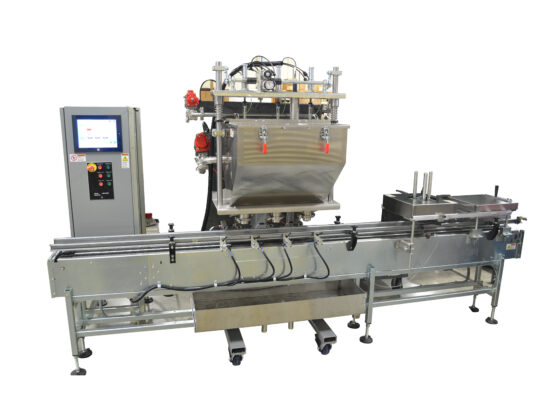 3-head filling machine with DFS Cart for Pint to Gallon Cans.