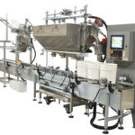 3 Head Filler with DFS Cart. 5 Gallon Plastic Pails with Automatic High Speed Lid Placer