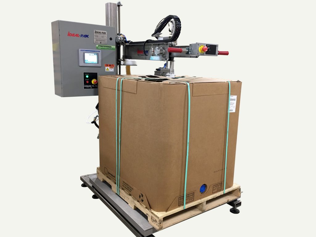 Inside Fill Semi-automatic Net Weight Filler for use with Paper IBC Container.