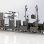 Automatic Drum Filling line with auto bung location, auto filling and auto bung attachment.