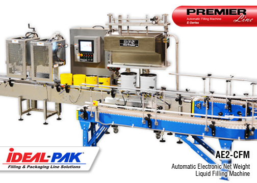 Image of Ideal-Pak® AE2-CFM Automatic Electronic Net Weight Liquid Filling Machine.