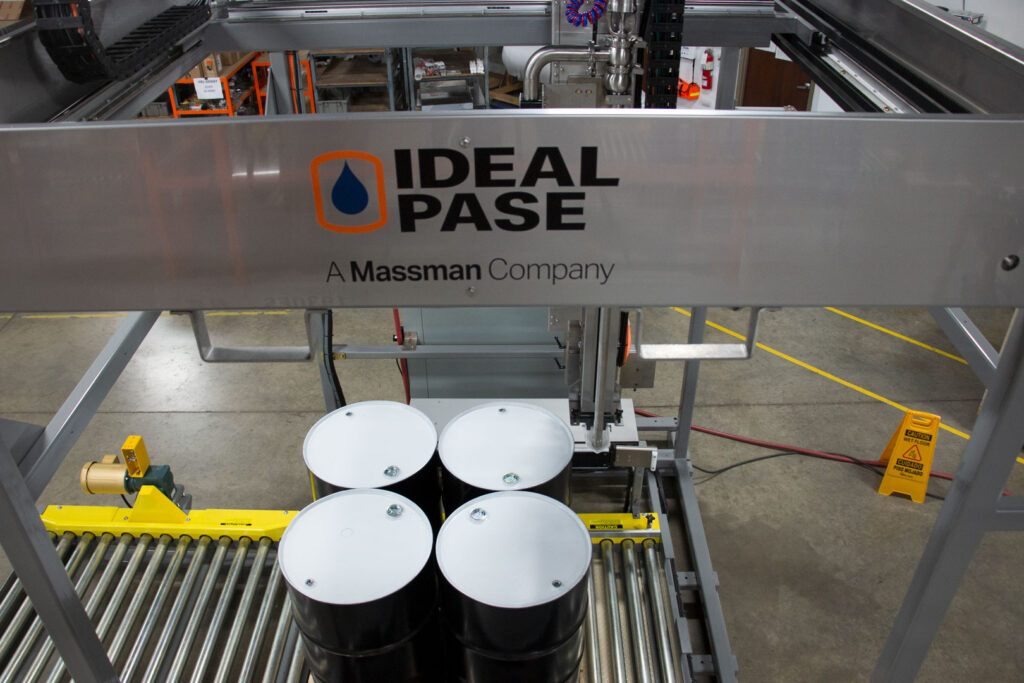 Ideal Pase Gantry-Style Auto Drum and Tote Liquid Filler Top Shot